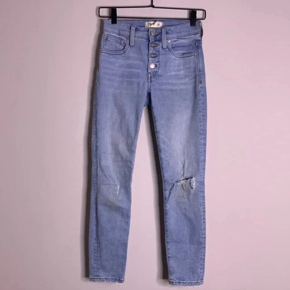 Madewell 9" Mid-Rise Skinny Crop Jeans in Asbury Wash: Button-Front Edition Sz23 - Picture 2 of 7